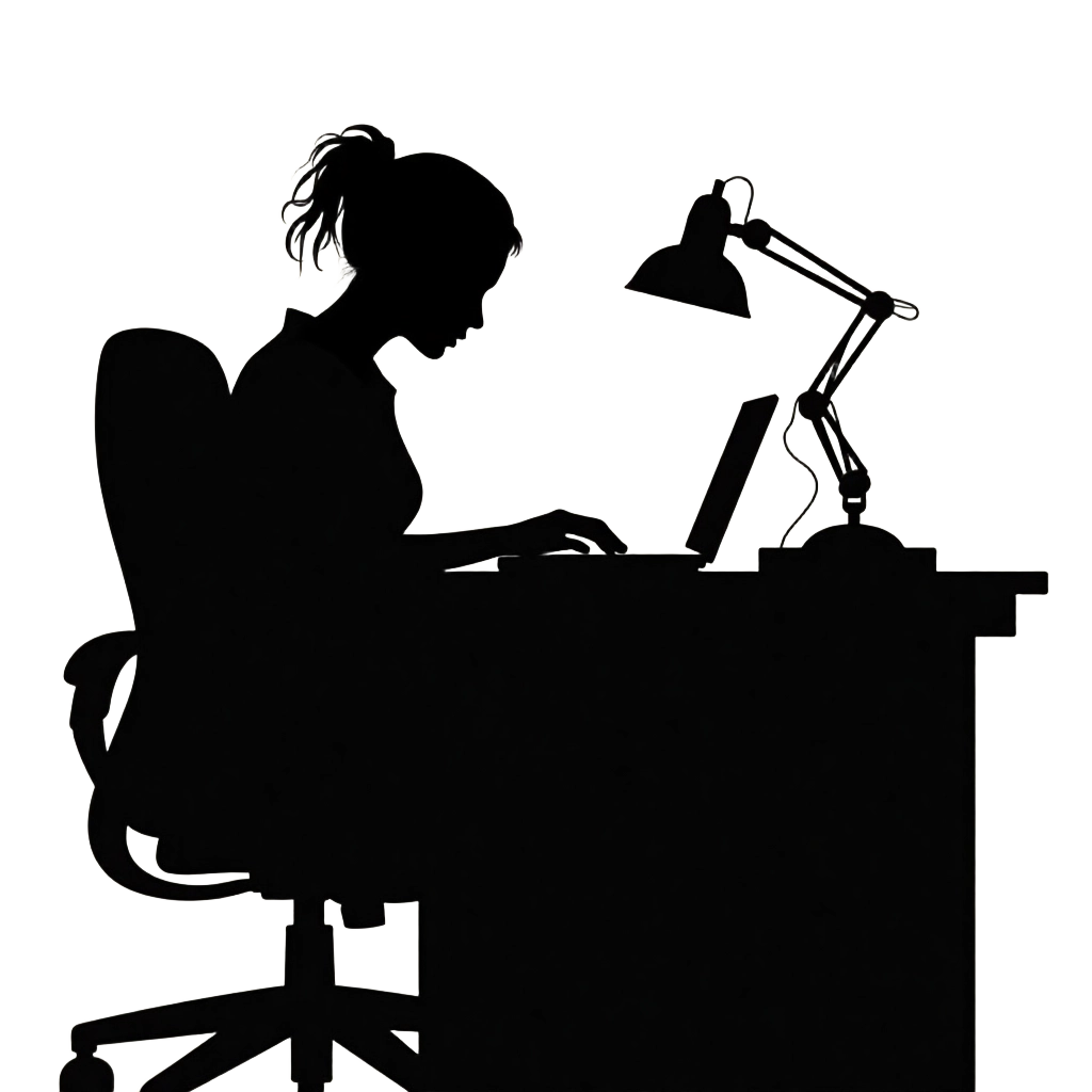 Silhouette of a Worker at Desk